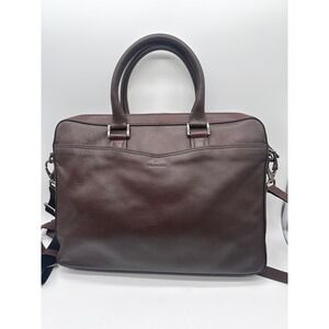 Men's TRAFALGAR Mason Dark Brown Leather Briefcase Laptop Messenger Bag Travel